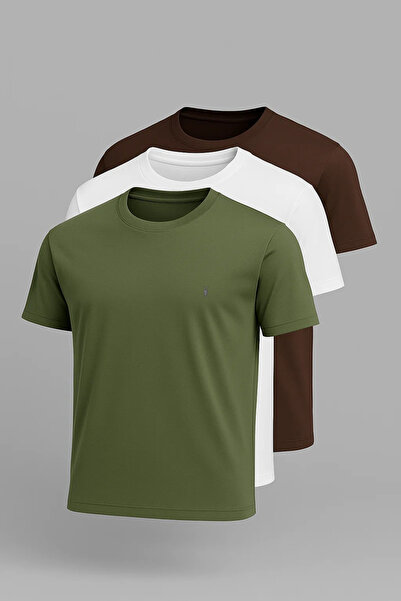 MATERIAL Men's Basic Comfortable Short Sleeve 3-Piece T-Shirt
