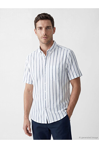 LC Waikiki Indigo Regular Fit Striped Men's Shirt