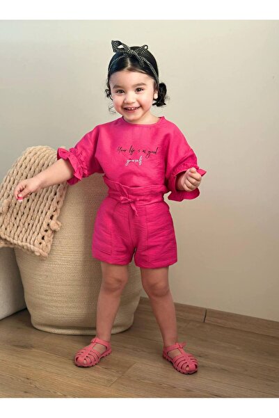 CHİCKİDSWEAR Κοριτσίστικο Σετ Σορτς Καλοκαιρινό Άνετο Ελαστικό Σορτς με Μπλου...