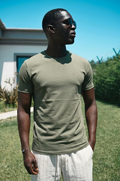 MATERIAL Ανδρικό άνετο, casual, καλοκαιρινό μπλουζάκι χακί