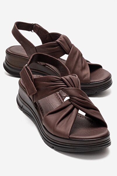 LuviShoes Γυναικεία σανδάλια OARA Brown Skin από γνήσιο δέρμα