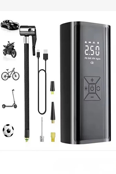 Canderel LCD Ekranlı Oto Kompresör Şarjlı Taşınabilir Powerbank El Fenerli La...