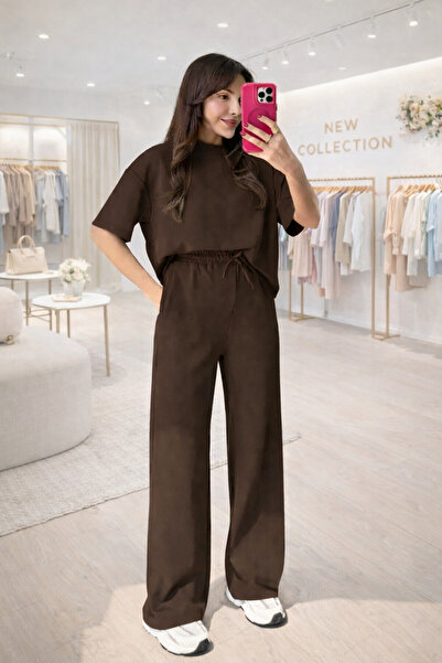 BARLİZ Γυναικείο άνετο σετ δύο τεμαχίων: Φαρδύ μπλουζάκι και παντελόνι με ελα...