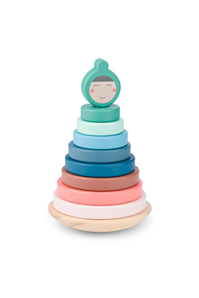 BS Toys Turn de stivuire cu inele din lemn, varsta 1-4 ani