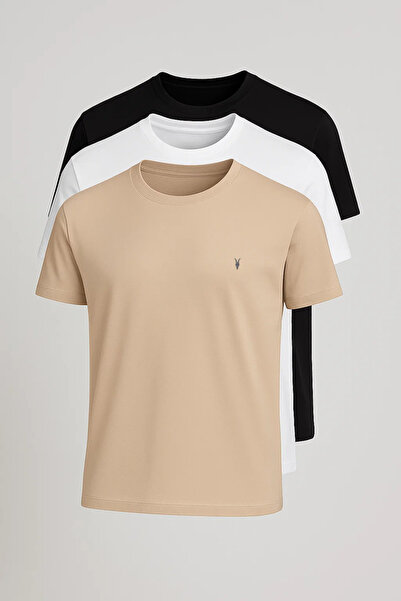 MATERIAL Ανδρικό βασικό άνετο κοντομάνικο μπλουζάκι 3 τεμαχίων