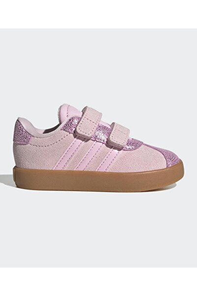 adidas حذاء VL Court 3.0 بإغلاق هوك آند لوب - وردي شفاف/لون عاجي