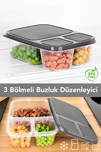 Meleni Home Ορθογώνιο δοχείο αποθήκευσης 3 τμημάτων - Κατάλληλο για φούρνο μι...