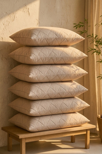 MOYA HOME Σετ Μαξιλαροθήκες Βαμβακερές 6 τεμαχίων Καπιτονέ Προστατευτικό Μαξι...