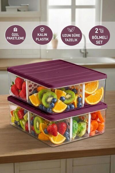 SELKA HOME 2 Adet 4 Lt. Nora Bölmeli Organizer Buzdolabı Buzluk Düzenleyici S...