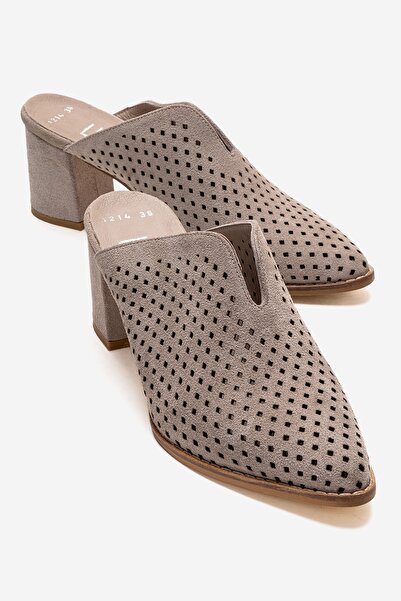 LuviShoes Γυναικείες παντόφλες με χοντρό τακούνι TOEN από γνήσιο δέρμα σε μπε...