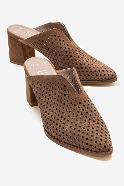 LuviShoes Γυναικείες παντόφλες με χοντρό τακούνι TOEN Soil Suede από γνήσιο δ...