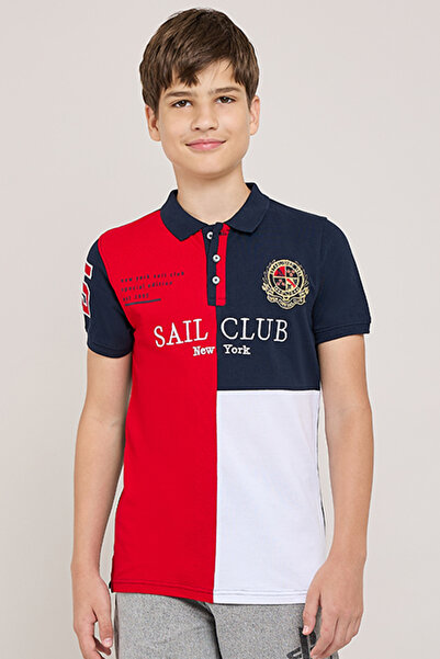 R&B Color Block Polo T-Shirt With Short Sleeves