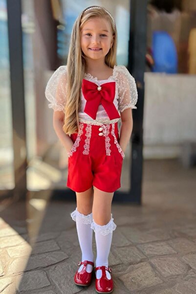 Riccotarz Κοριτσίστικο σετ με τετράγωνο γιακά, διαφανές τούλι και λεπτομέρεια...