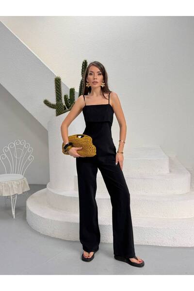 GAMZE ALPTEKİN Σετ δύο τεμαχίων με μπλούζα με τιράντες και φαρδύ παντελόνι, κ...