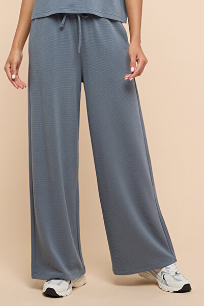 R&B Solid Knitted Pants with Drawstring Waist