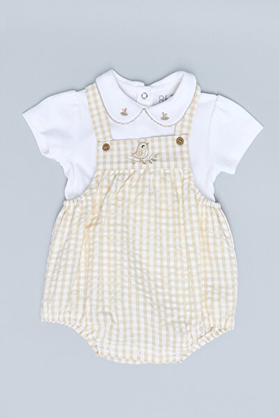 R&B Solid Shirt and Checked Bodysuit Set
