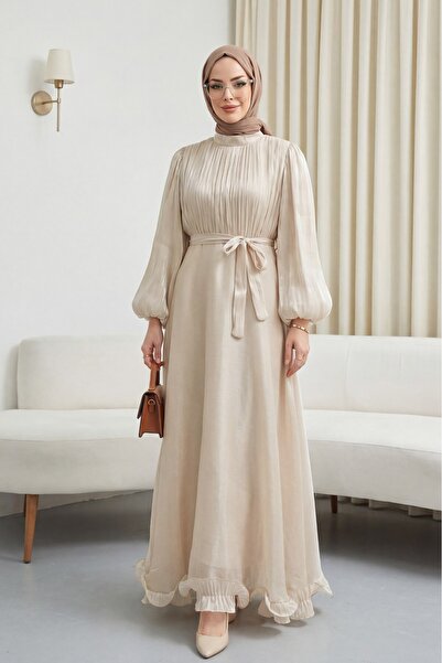 HİJABAYA Φόρεμα από σιφόν Janjan με βολάν στη φούστα και ζώνη