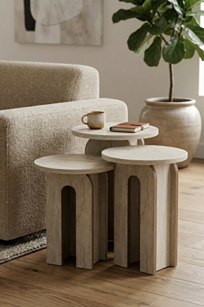 Skandi homeworks Batal 3'lü Zigon Sehpa MDF