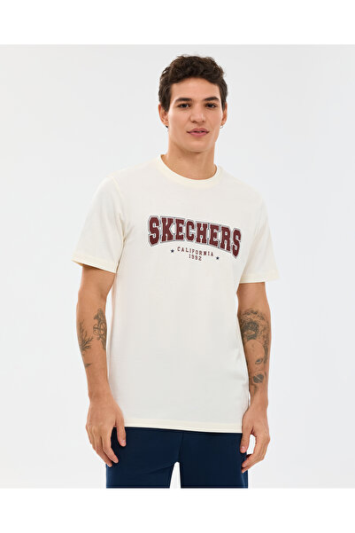 SKECHERS M Regular T-Shirt Erkek Beyaz Tshirt S2610122-3855
