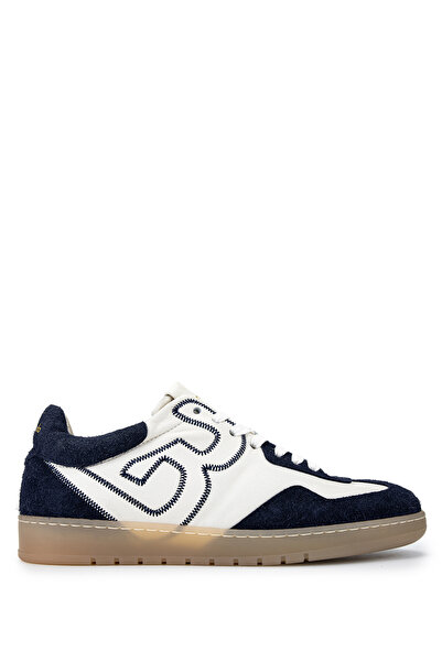Barracuda Erkek Hakiki Deri Beyaz/Lacivert Sneakers & Spor Ayakkabı