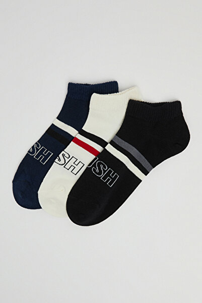 R&B 3 Pack Striped Detail Ankle Socks