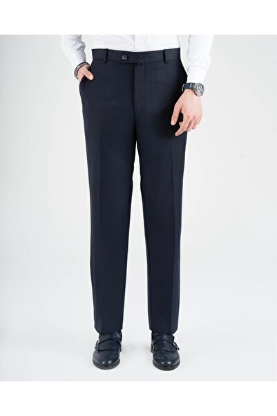 TerziAdemAltun Italian Style Slim Fit Men's Classic Fabric Trousers Navy Blue...