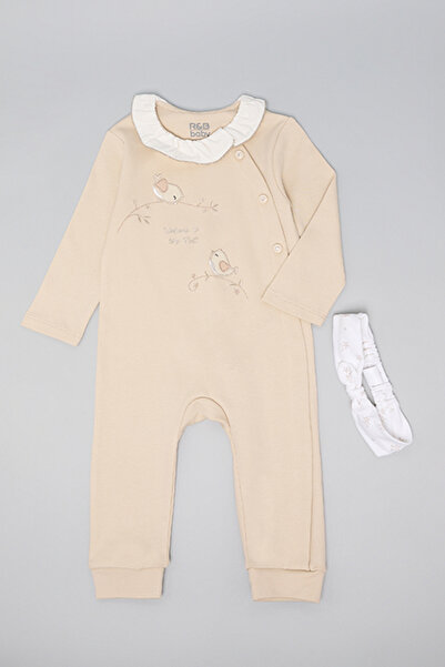 R&B Embroidered Sleepsuit with Headband
