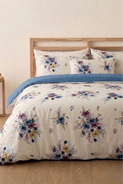 LaLiva Menekşe Rüya Διπλό Σετ Κλινοσκεπασμάτων - Με Ελαστικό Σεντόνι - Βαμβακ...