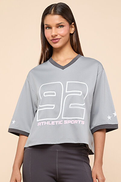 R&B Typography Print T-Shirt With Crew Neck and Short Sleeves
