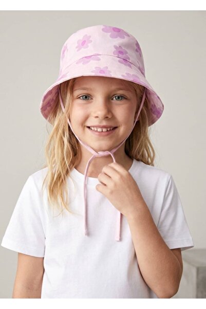 Ozmoz By Mukadder Özden 100% Cotton Pink Floral Summer Girls' Bucket Hat