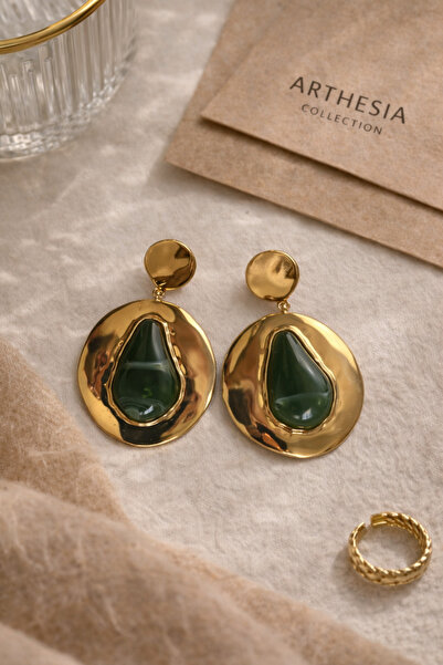 Arthesia Jewelry أقراط متدلية مطلية بالذهب مع تفاصيل حجرية