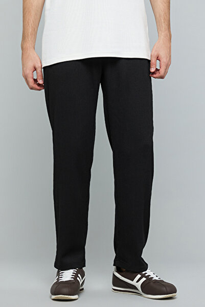 R&B Textured Tapered Fit Pants with Drawstring Waist