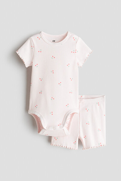 H&M 2 Parçalı Pamuklu ve Ribanalı Set
