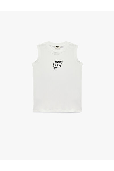 Koton Cotton Sleeveless Crew Neck Undershirt with Embroidery Detail