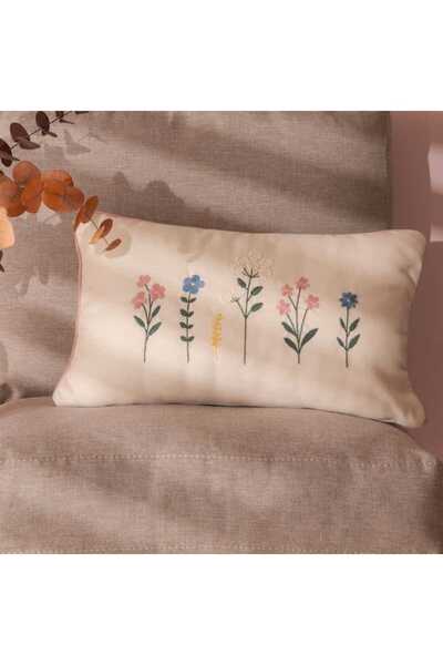 Evidea Soft Floral Throw Pillow - Ecru - 30X50 cm