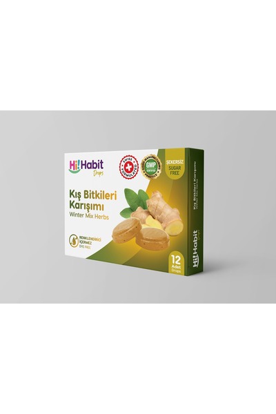 Hi Habit Kış Bitkileri Aromalı Drops – Şekersiz Ferahlatıcı Pastil ( 12 adet )