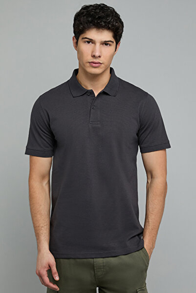 R&B Textured Polo T-Shirt with Short Sleeves