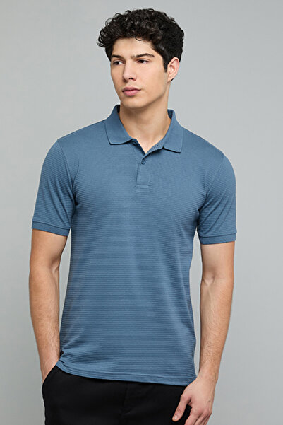 R&B Textured Polo T-Shirt with Short Sleeves
