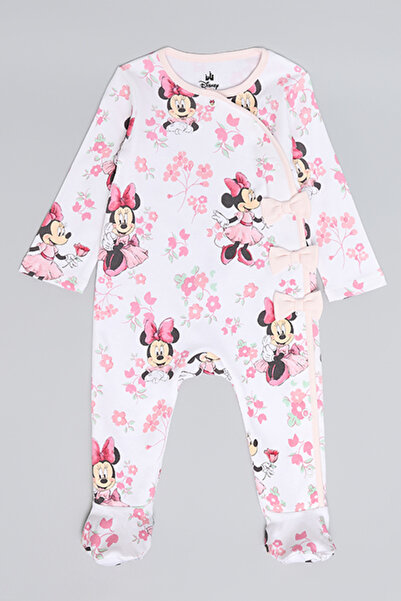 R&B Minnie Mouse Print Footed Sleepsuit with Long Sleeves