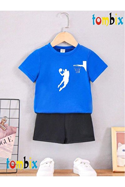 tombix Pota and Basketball Player Printed T-Shirt Shorts Summer Children's Set