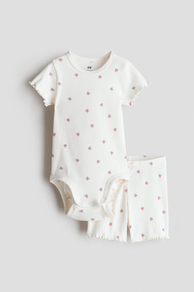 H&M 2 Parçalı Pamuklu ve Ribanalı Set