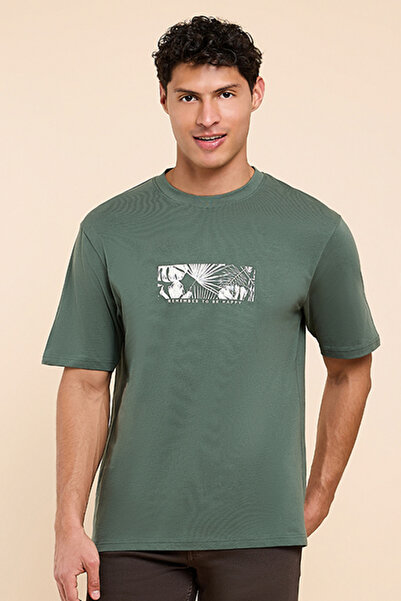 R&B Printed T-Shirt with Crew Neck and Short Sleeves