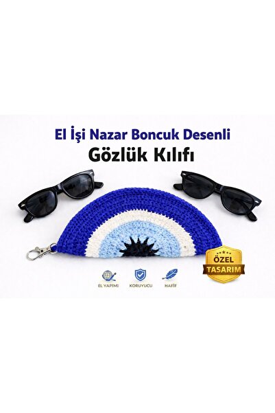 genel tr Nazar Boncuk Desenli Çanta Charmı Özel Tasarım El İşi Gözlük Kılıfı