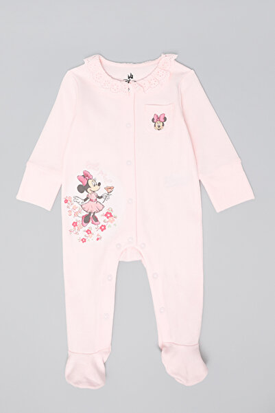 R&B Minnie Mouse Print Footed Sleepsuit with Long Sleeves