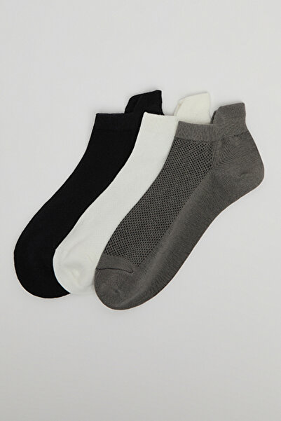R&B 3 Pack Textured Detail Ankle Socks