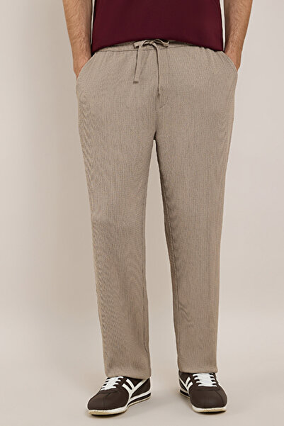 R&B Textured Tapered Fit Pants with Drawstring Waist