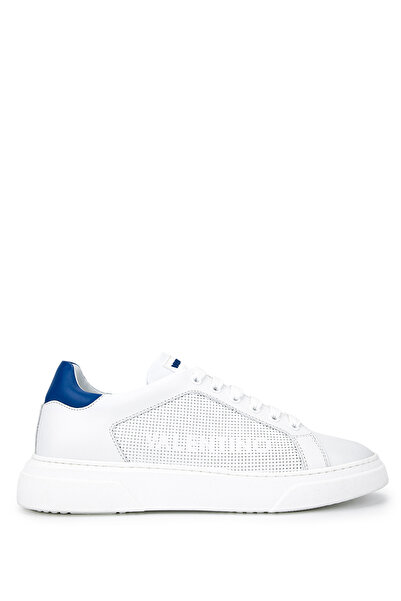 Mario Valentino Erkek Hakiki Deri Beyaz/Mavi Sneakers & Spor Ayakkabı