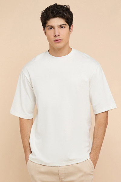 R&B Solid T-Shirt with Crew Neck and Short Sleeves