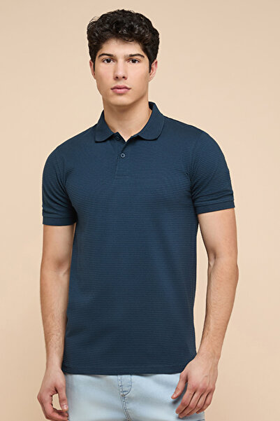 R&B Textured Polo T-Shirt with Short Sleeves