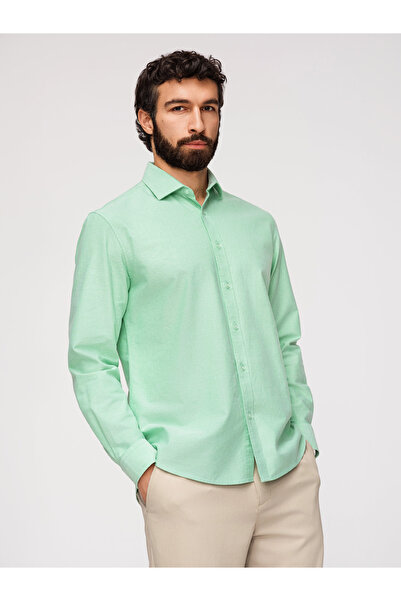 OMBRE Ανδρικό Πουκάμισο Oxford Κλασικό Κουμπιά K705 Light mint